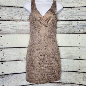 Express Women’s Snakeskin Print Bodycon Dress XS Tan Beige Sleeveless